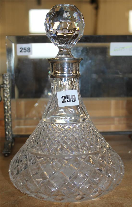 Modern silver mounted ships decanter